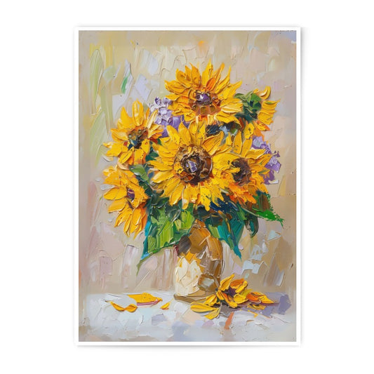 Sunflower Photographic Print, Floral Wall Decor, Still Life Art Print, Sunflower Painting Photo, Bright Home Decor, Summer Flower Print - Tawshia