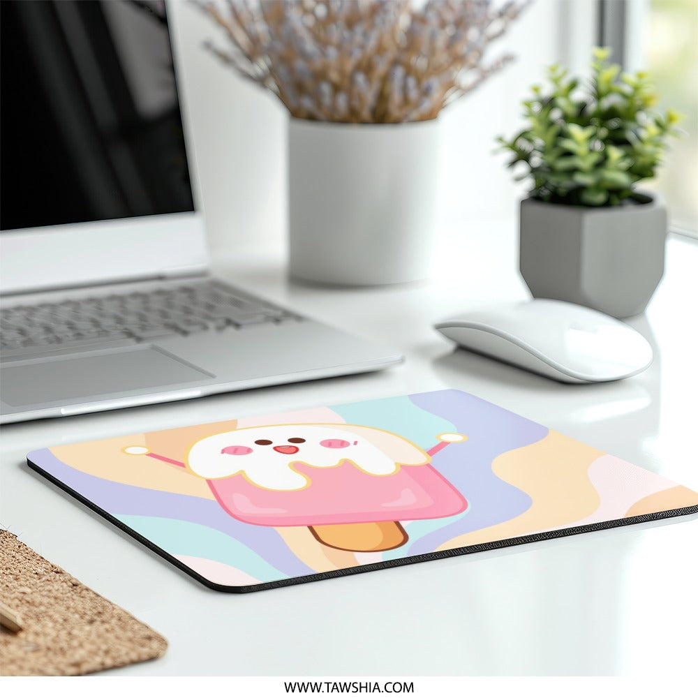 Cute Ice Cream Mouse Pad, Kawaii Mousepad, Pastel Desk Decor, Unique Computer Accessory, Fun Office Gift, Aesthetic Mouse Mat - Tawshia