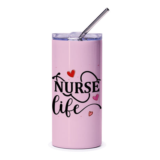 Nurse Life Tumbler, Healthcare Gift, Medical Worker Appreciation, Nurse Tumbler Cup, Heart Design, Unique Nurse Gift Idea - Tawshia