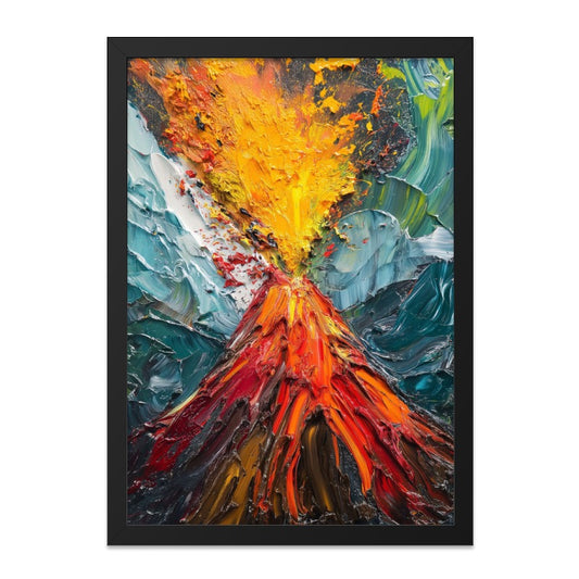 Volcano Eruption Wall Art, Abstract Painting Print, Textured Artwork, Mountain Fire, Home Decor, Landscape Scenery - Tawshia