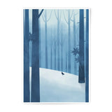 Winter Forest Photographic Print, Snow Scene Art, Bird in Woods, Minimalist Nature, Blue Forest, Atmospheric Wall Art, Gift Idea - Tawshia