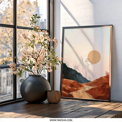 Minimalist Mountain Wall Art, Sunset Landscape Print, Modern Home Decor, Abstract Nature Art, Desert Wall Decor, Boho Print, Large Wall Art - Tawshia