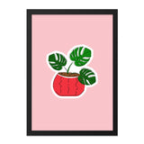 Monstera Plant Framed Art, Tropical Wall Decor, Potted Plant Art Print, Botanical Illustration, Modern Home Decor, Housewarming Gift - Tawshia