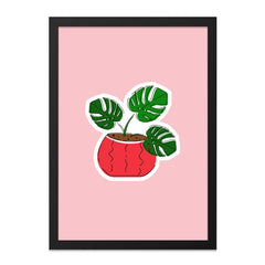 Monstera Plant Framed Art, Tropical Wall Decor, Potted Plant Art Print, Botanical Illustration, Modern Home Decor, Housewarming Gift - Tawshia