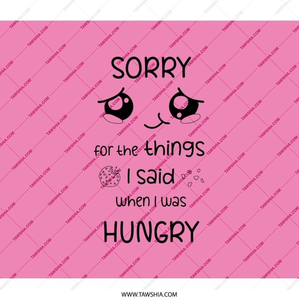 Hungry Apology Backpack, Funny Quote Backpack, Kawaii Face Bag, Foodie Gift, Sarcastic Backpack, Novelty Gift for Snack Lovers - Tawshia