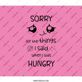 Hungry Apology Backpack, Funny Quote Backpack, Kawaii Face Bag, Foodie Gift, Sarcastic Backpack, Novelty Gift for Snack Lovers - Tawshia