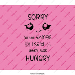 Hungry Apology Backpack, Funny Quote Backpack, Kawaii Face Bag, Foodie Gift, Sarcastic Backpack, Novelty Gift for Snack Lovers - Tawshia