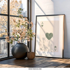 Ace of Hearts Wall Art, Card Wall Decor, Playing Card Print, Modern Wall Art, Minimalist Decor, Game Room Art, Ace Card Wall Art - Tawshia