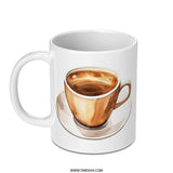 Coffee Lover Mug, Watercolor Coffee Cup Mug, Coffee Art Mug, Coffee Cup Art Mug, Hot Coffee Drink Mug, Espresso Cup Mug, Cafe Latte Mug - Tawshia