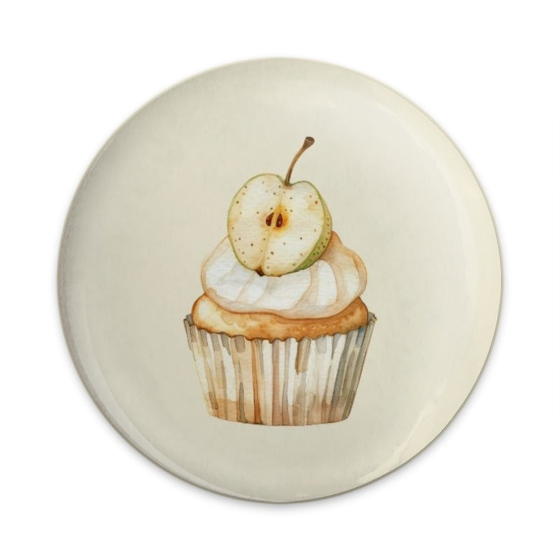 Cupcake Pinback Button, Pear Dessert Badge, Watercolor Art, Sweet Treat Pin, Food Lover Gift, Cute Button, Unique Accessories - Tawshia