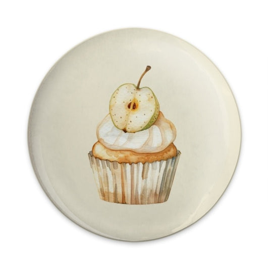 Cupcake Pinback Button, Pear Dessert Badge, Watercolor Art, Sweet Treat Pin, Food Lover Gift, Cute Button, Unique Accessories - Tawshia