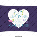 Learning is Life's Adventure Pillow, Decorative Pillow, Inspirational Pillow, Gift Pillow, Purple and White Pillow - Tawshia