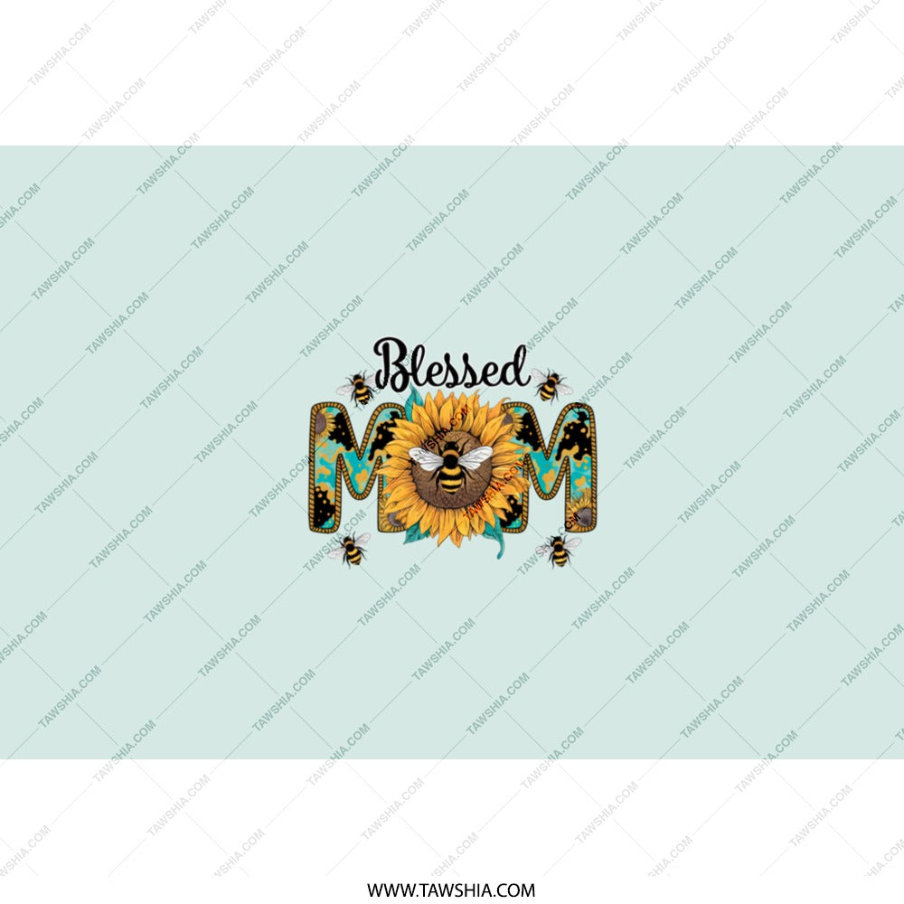 Blessed Mom Tumbler, Sunflower and Bees Design Tumbler, Mother's Day Gift, Unique Tumbler Gift for Her, Mom Tumbler with Lid and Straw - Tawshia