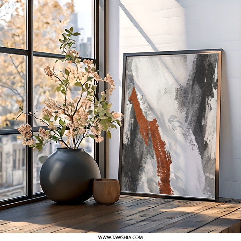 Abstract Strokes Wall Art, Neutral Tones Print, Modern Home Decor, Contemporary Wall Art, Minimalist Art Print, Living Room Art - Tawshia
