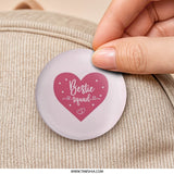 Bestie Squad Pinback Button, Friendship Gift, BFF Button, Cute Heart Button, Gift for Best Friend, Squad Goals Button, Pink Heart Pin - Tawshia