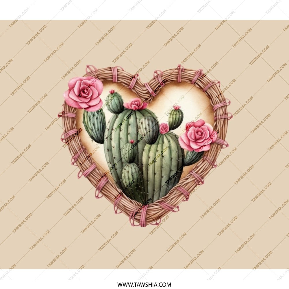 Cactus Heart Rose BackPack, Floral Succulent BackPack, Trendy Botanical Design, Desert Plant Lover BackPack, Stylish Travel Bag - Tawshia