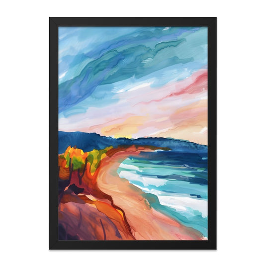 Abstract Coastal Wall Art, Beach Painting Print, Ocean View Artwork, Colorful Landscape Poster, Modern Home Decor - Tawshia