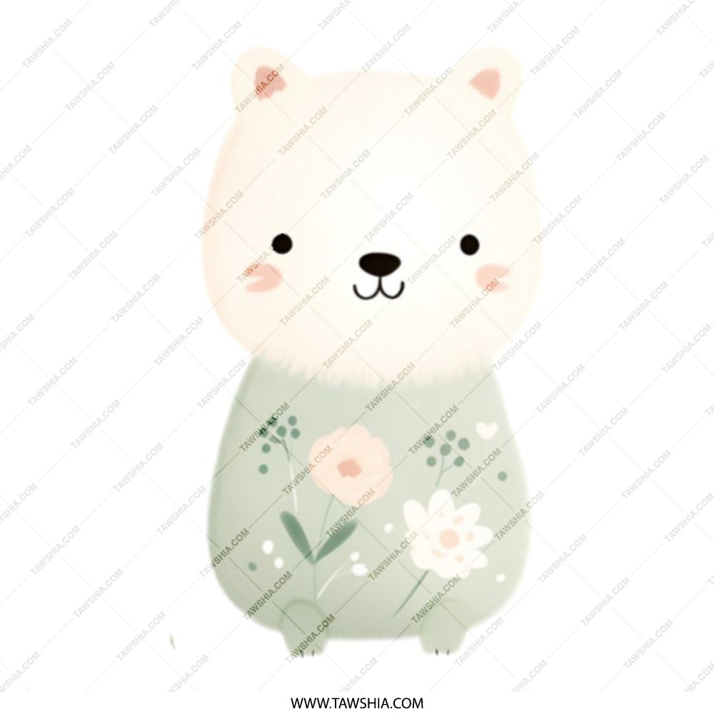 Cute Bear Tote Bag, Floral Bear Art, Adorable Animal Print, Unique Shopping Bag, Everyday Tote, Stylish Bag, Eco Friendly Tote - Tawshia