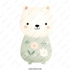 Cute Bear Tote Bag, Floral Bear Art, Adorable Animal Print, Unique Shopping Bag, Everyday Tote, Stylish Bag, Eco Friendly Tote - Tawshia