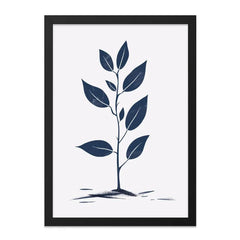 Blue Plant Wall Art, Botanical Print, Minimalist Art, Modern Home Decor, Leaf Illustration, Nature Inspired Artwork, Framed Wall Art - Tawshia
