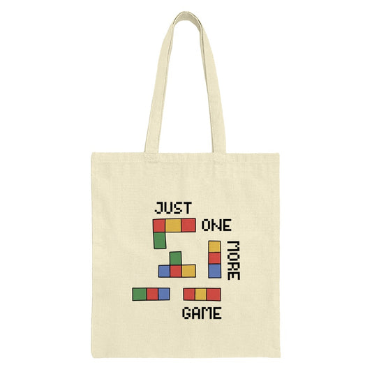 Just One More Game Tote Bag, Gamer Gift, Retro Video Game, Tetris Inspired, Fun Tote, Casual Bag, Geeky Tote, Colorful Tote Bag - Tawshia