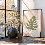 Monstera Wall Art, Abstract Botanical Print, Modern Art, Tropical Leaf Art, Minimalist Wall Decor, Boho Home Decor, Nature Inspired - Tawshia