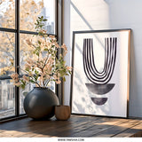 Minimalist Wall Art, Geometric Print, Abstract Shapes, Home Decor, Modern Art, Arches, Half Circles, Black and White - Tawshia