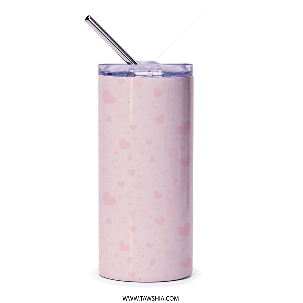 Watercolor Heart Tumbler, Valentines Day Gift, Love Tumbler, Heart Pattern Tumbler, Gift For Her, Romantic Tumbler, Stainless Steel Tumbler - Tawshia