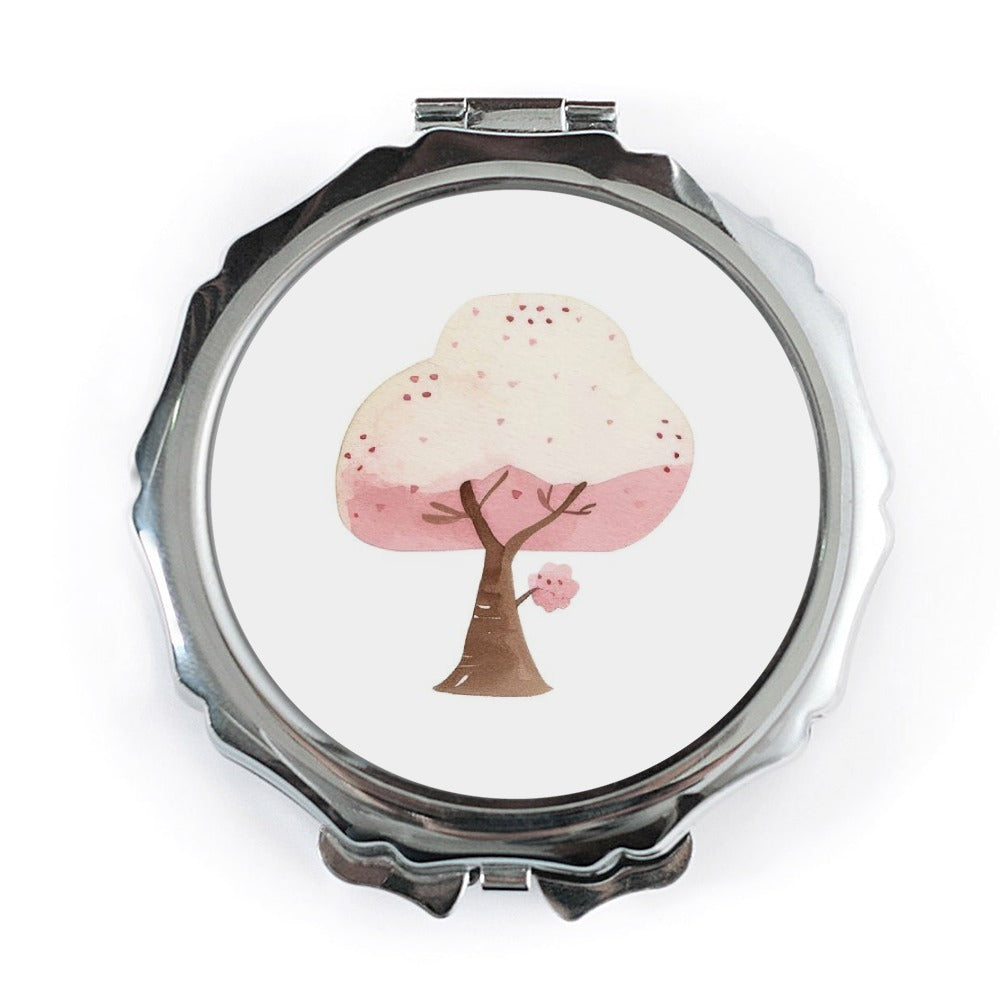 Cherry Blossom Tree Pocket Mirror, Floral Hand Mirror, Cute Makeup Mirror, Spring Pocket Mirror, Compact Travel Mirror, Gift For Her - Tawshia