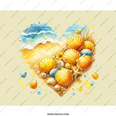 Seashell Heart Mouse Pad, Beachy Vibes, Coastal Decor, Ocean Lover Gift, Summer Desk Accessories, Beach Art Mousepad - Tawshia