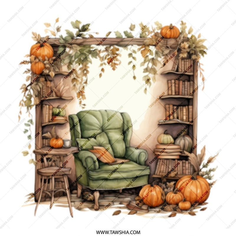 Cozy Fall Mug, Autumn Reading Nook, Pumpkin Season Decor, Book Lover Gift, Warm Drink Mug (115 characters) - Tawshia