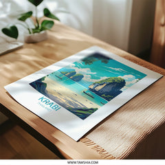 Krabi Thailand Photographic Print, Tropical Island Wall Art, Beach Scenery Poster, Vacation Home Decor, Southeast Asia Travel Photo - Tawshia