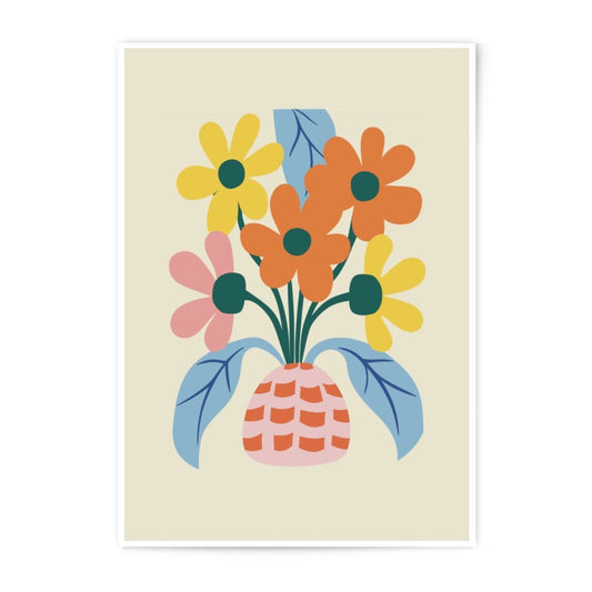 Floral Photographic Print, Flower Bouquet Art, Retro Home Decor, Colorful Flower Illustration, Wall Art Print - Tawshia