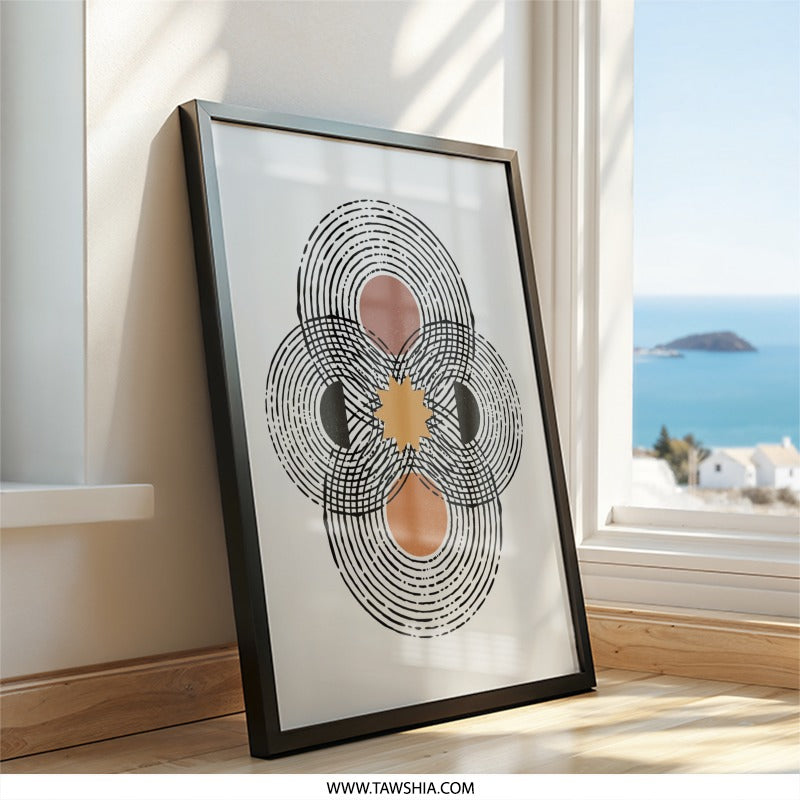 Abstract Flower Wall Art, Geometric Print, Bohemian Decor, Modern Art Print, Neutral Tones Wall Decor, Minimalist Home Decor, Wall Decor - Tawshia