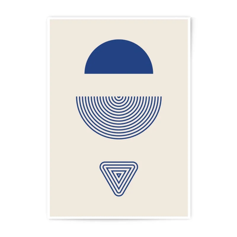 Blue Geometric Photographic Print, Modern Abstract Wall Art, Minimalist Shapes Print, Home Decor, Office Art, Geometric Design - Tawshia