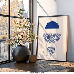 Abstract Geometric Wall Art, Modern Art Print, Minimalist Home Decor, Blue Shapes Artwork, Contemporary Design, Wall Decor - Tawshia