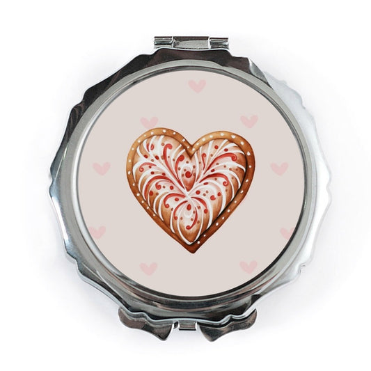 Heart Pocket Mirror, Gingerbread Heart Mirror, Love Mirror, Cute Heart Pocket Mirror, Valentine's Day Gift, Sweet Heart Mirror - Tawshia