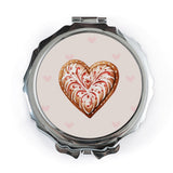 Heart Pocket Mirror, Gingerbread Heart Mirror, Love Mirror, Cute Heart Pocket Mirror, Valentine's Day Gift, Sweet Heart Mirror - Tawshia