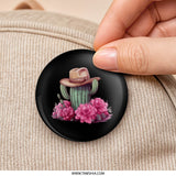 Cowboy Cactus Pinback Button, Western Style Badge, Floral Desert Button, Unique Hat Accessory, Cactus Lover Gift - Tawshia