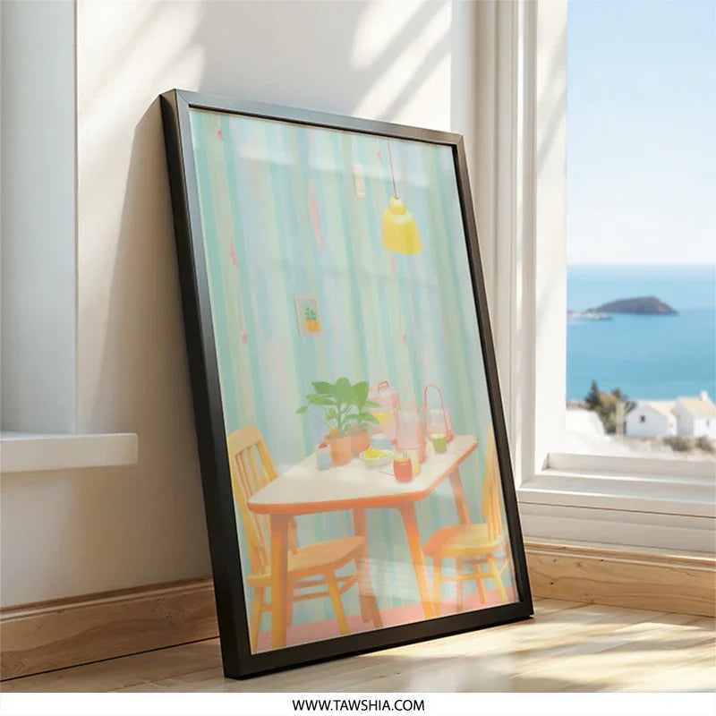 Cozy Kitchen Wall Art, Pastel Home Decor, Still Life Print, Dining Room Art, Whimsical Art Print, Housewarming Gift, Home Interior Wall Art - Tawshia