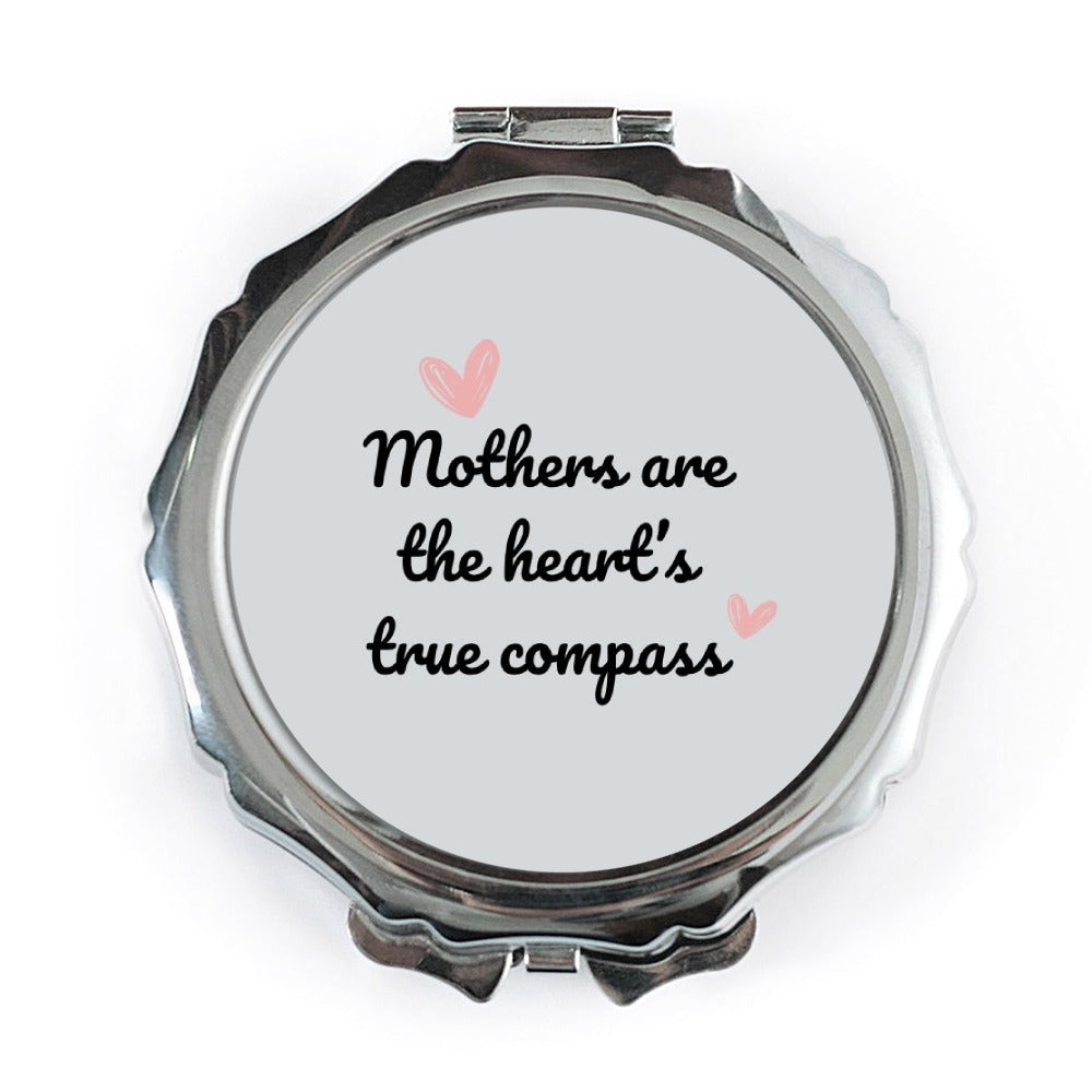 Mother's True Compass Pocket Mirror, Mom Gift, Heart Pocket Mirror, Pocket Mirror Gift, Mothers Day Gift, Cute Compact Mirror - Tawshia