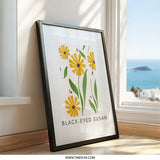 Black Eyed Susan Wall Art, Floral Art Print, Botanical Wall Decor, Modern Flower Print, Yellow Flower Art, Daisy Flower Art - Tawshia