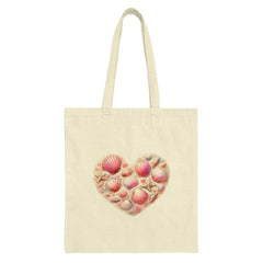 Seashell Heart Tote Bag, Beach Lover Gift, Ocean Inspired, Coastal Decor, Summer Bag, Gift for Her, Shell Art Tote, Nautical Theme - Tawshia