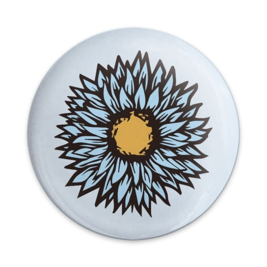 Blue Sunflower Pinback Button, Floral Pin, Flower Button, Cute Aesthetic Button, Trendy Button, Badge - Tawshia
