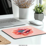 Poppy Mouse Pad, Floral Desk Mat, Office Decor, Unique Mousepad, Pearl Flower, Stylish Computer Accessory, Gift for Her, Pink - Tawshia