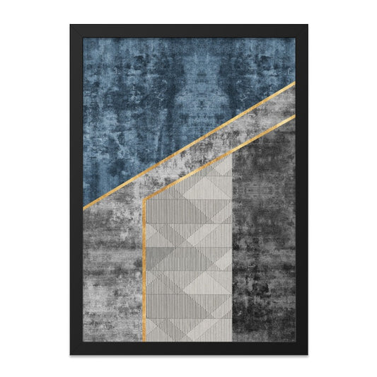 Abstract Geometric Wall Art, Modern Art Print, Blue Gray Gold Wall Decor, Contemporary Home Decor, Minimalist Art, Trending Etsy Art - Tawshia