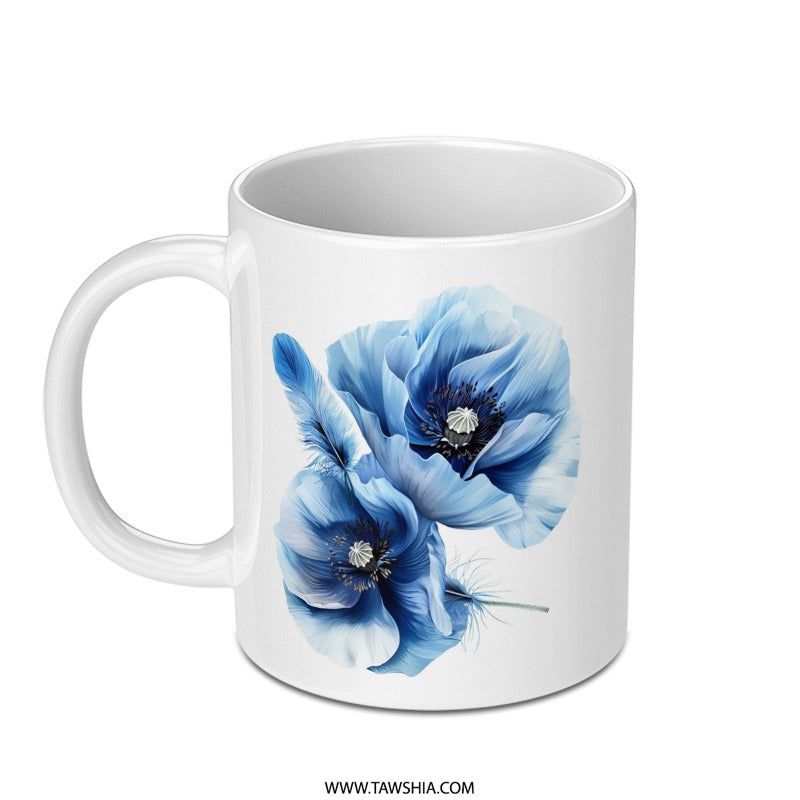 Blue Poppy Mug, Floral Mug, Flower Mug, Botanical Mug, Nature Mug, Coffee Mug, Tea Mug, Gift Idea, Home Decor, Beautiful Mug - Tawshia