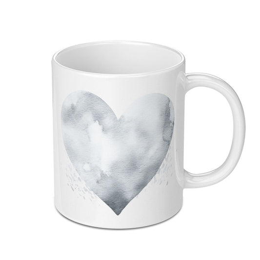 Gray Heart Mug, Watercolor Heart, Love Mug, Anniversary Gift, Coffee Mug, Tea Mug, Valentine's Day Gift, Heart Cup, Unique Mug, Gift Idea - Tawshia