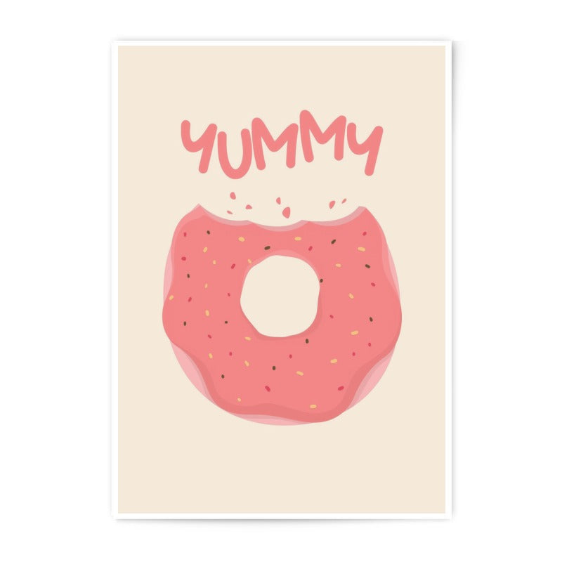 Yummy Donut Photographic Print, Foodie Art, Kitchen Decor, Pink Donut, Doughnut Wall Art, Dessert Print, Cafe Decoration, Sweet Treat - Tawshia