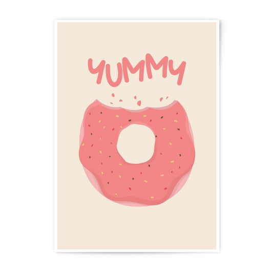 Yummy Donut Photographic Print, Foodie Art, Kitchen Decor, Pink Donut, Doughnut Wall Art, Dessert Print, Cafe Decoration, Sweet Treat - Tawshia